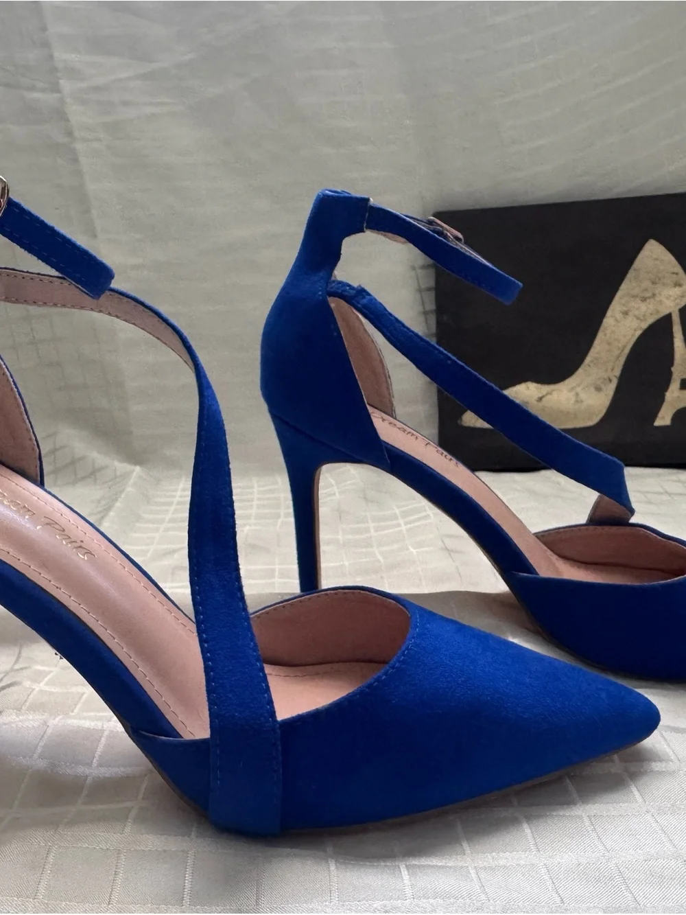 Dream Pairs Cobalt Blue Pointed-Toe Ankle Strap Heels